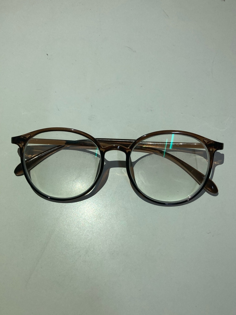 Classic Round Transparent Brown Eyeglasses for Women